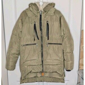 Orolay Thickened Down Jacket Womens XL Olive Green Coat Heavy Utility Puffer